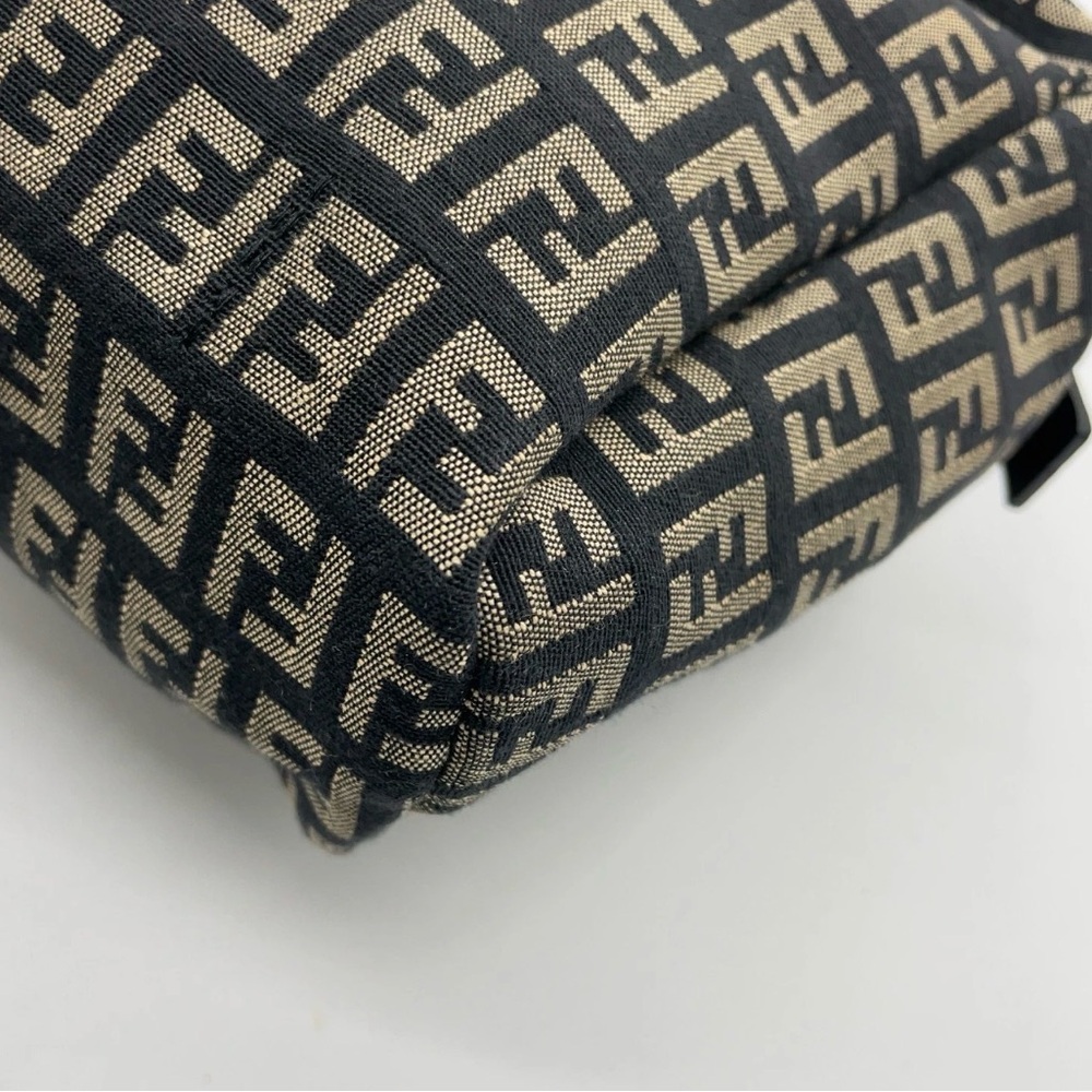 Authentic Fendi Zucchino Pattern Canvas Black x Beige Small Handbag - Picture 9 of 15